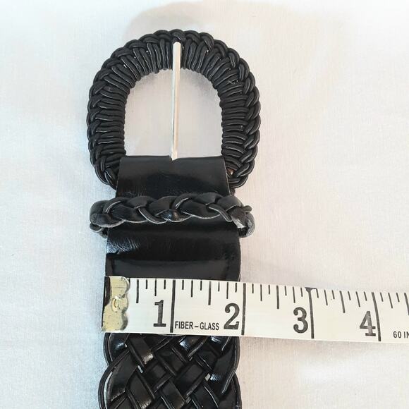 Wide Black Braided Fashion Belt Large Waist Round Wound Buckle - Picture 11 of 11